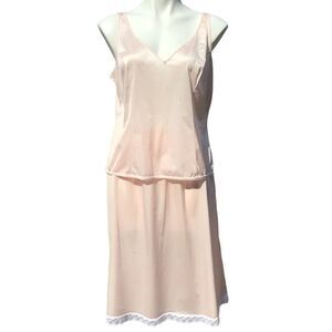 Vintage Pink Camisole Slip Skirt 2-Piece Set